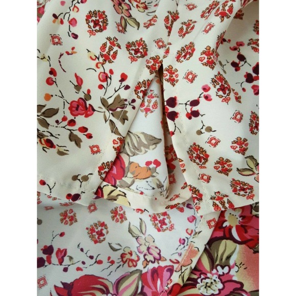 Claudia Richard Floral Silky Blouse Top L Red Rose - Picture 11 of 11